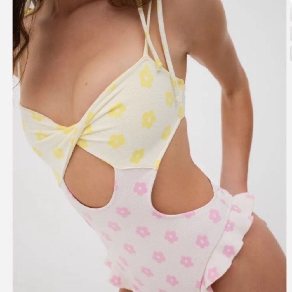New! For love and lemons Magdalene One Piece in Yellow & Pink 24529